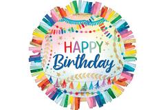 Foil Balloon - Shape - Streamers Fringe - "HAPPY Birthday"